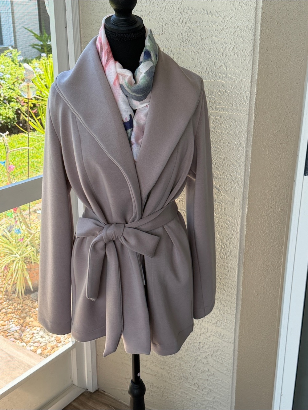 SPANX Taupe-Brown Wrap Belted Trench Coat